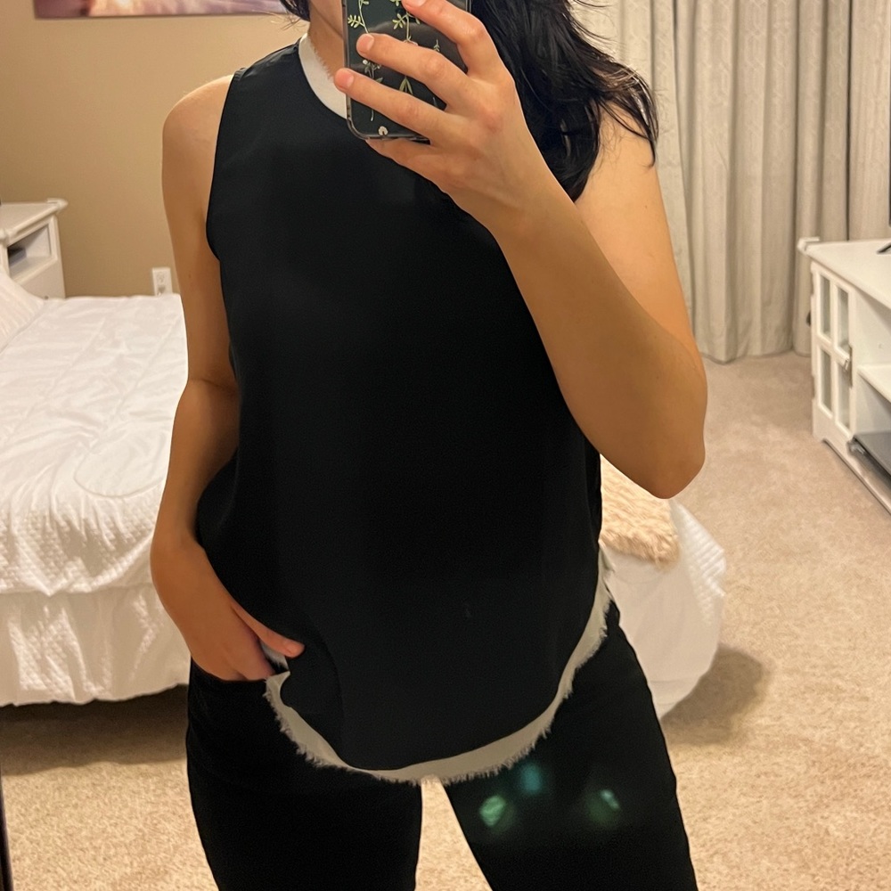 ⚡️SALE- Who What Wear Women’s Black and White Sheer Top, Size small..
